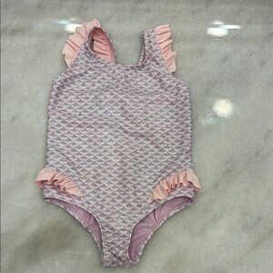 Pink Ruffled Kids Swimwear